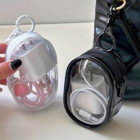2pcs PVC Storage Bag For Organizing Data Cables, Chargers, Earphone, Earbud, Keys, Change, Camera Chips, Portable Transparent Storage (Option: 2PCS)