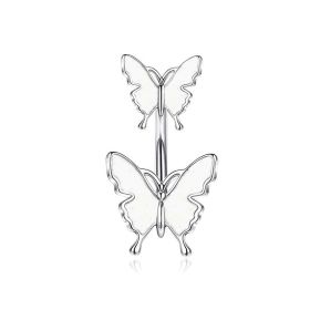 Butterfly AB Butterfly Belly Button Rings 14G Belly Rings 316L Stainless Steel Belly Piercing Purple Cubic Zirconia Navel Ring,Navel Piercing,Bod (Option: White)